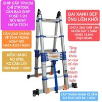 Thang nhôm rút đôi chữ A 2m5 đai xanh đẹp ống liền khối điện lực công trình