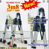 Thang Nhôm Rút Đôi Chữ A 3m8 ( 1m9 + 1m9 ) rút gọn SK 380D Nhật New 2020