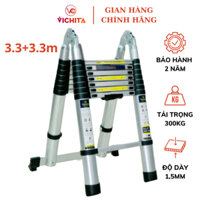 Thang Nhôm Rút Đôi Chữ A VICHITA 6M6 (3.3M+3.3M) – Thang Nhôm Rút Bản Tiêu Chuẩn