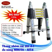 Thang nhôm rút đôi đa năng cao 5m6 (chữ A 2.8m chữ I 5.6M) - NIKITA - AI56 - [SIÊU BỀN] - NIKITA OUTLET