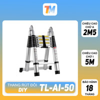 Thang Nhôm Rút Đôi DIY TL-AI-50 Chiều Cao Chữ A 2m5 Chiều Cao Chữ I 5m Tải Trọng 150kg