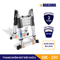 Thang nhôm rút đôi Nhật Bản - chính hãng HAKAWA HK 250 (5m) 16 bậc tải trong 300kg chất liệu nhôm T6063 (được dùng làm vỏ máy bay) LazadaMall