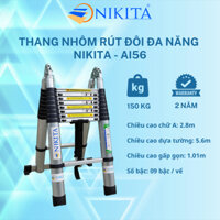 Thang nhôm rút đôi, thang rút đa năng NIKITA - AI56 (chữ A 2.8m, duỗi thẳng 5.6m) - NIKITA OUTLET