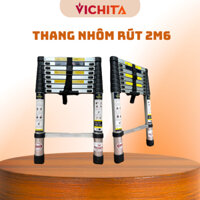 Thang Nhôm Rút Đơn 2.6M VICHITA - [Tặng Thêm 2 Chốt Thang] Thang Rút Thích Hợp Dùng Cho Gia Đình
