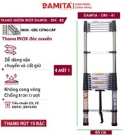 Thang nhôm rút đơn 4.1m INOX DAMITA 2022 mới cao cấp rút gọn đa năng đai an toàn nhựa ABS bảo hành 24 tháng FREESHIP 2h