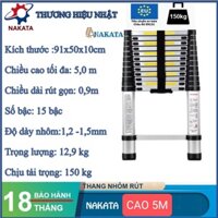 Thang nhôm rút đơn 5m Nakata cao cấp - Bao ship gấp TPHCM 1-2H