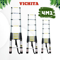 Thang Nhôm Rút Đơn VICHITA 4.1M - Tặng 2 Chốt Thang - Bảo Hành 2 Năm - Rút Gọn Tiện Lợi