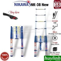 Thang nhôm rút gọn Nikawa 3.8 mét NK-38 New - Tặng kèm đệm cao su