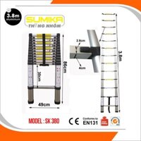 Thang nhôm rút SUMIKA SK380 - Màu đen cao 3,8m, rút gọn 0.81m, tải trọng 300kg