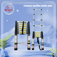 Thang Nhôm Xếp 4.1M, Thang Rút Đơn VICHITA - Tặng ốp chống trượt + 2 chốt thang nhôm - Bảo hành 2 năm