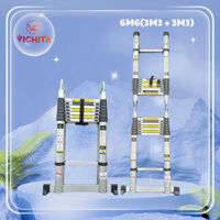 Thang Nhôm Xếp VICHITA, Thang Rút Chữ A 6.6M (3.3M+3.3M) Bản Tiêu Chuẩn Nhập Khẩu + Tặng 2 Chốt Thang Nhôm