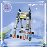 Thang Nhôm Xếp VICHITA, Thang Rút Chữ A 6.6M (3.3M+3.3M) Bản Cao Cấp Nhập Khẩu + Tặng 2 Chốt Thang Nhôm