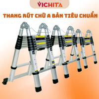 Thang Rút Nhôm Đôi Chữ A Dài 1M9/2M2/2M5/2M8/3M3 VICHITA - Bản Tiêu Chuẩn, Ống nhôm đúc liền không vết hàn - BH 24 Tháng