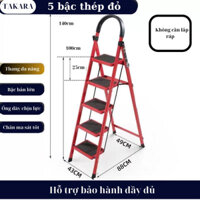 Thang thép CARBON  thang gấp gia đình 5 bậc đỏ TOMOKO