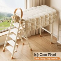 Thang Xếp Gấp Gọn Thông Minh Kèm Giàn Phơi Quần Áo Khung Hợp Nhôm Chắc Chắn Đa Năng Tiện Lợi