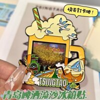 Thanh Đảo Bia Lấp Lánh Tủ Lạnh Miếng Dán Từ Tính Phong Cách Trung Quốc Giá Trị Cao Kim Loại Sáng Tạo Nhãn Dán Từ Tính Du Lịch Quà Tặng