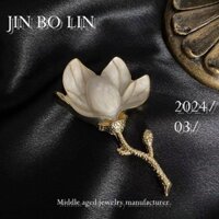 Thanh Đảo vintage Trắng Smudge Men Nhiều Màu Sắc Mộc Lan Thổ Cẩm Retro Phù Hợp Với Thanh Lịch Ba Chiều Quần Áo Phụ Kiện