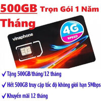 [Thánh data] Sim siêu vip tặng 500gb tốc độ cao/ tháng - Sim trọn gói 1 năm không cần nạp tiền- Sim U1500 4G Vina