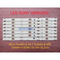 THANH ĐÈN LED TIVI SONY 48W650D HÀNG MỚI 100% BỘ 7 THANH, 6 THANH A VÀ 1 THANH B, MỖI THANH 4 BÓNG 3V DÀI 36,3cm