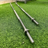 Thanh đòn tạ thẳng, chất liệu thép mạ inox 1.2m hoặc 1.5m 2 chốt khóa phi 25 - Thanh Đòn 1.2m