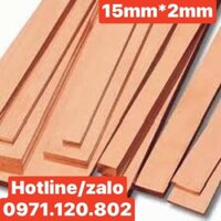 Thanh đồng đỏ bản 15mm*2mm (15x2) dài 1m
