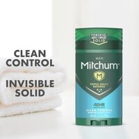 Thanh Lăn khử mùi chống mồ hôi dạng rắn Mitchum Men dành cho nam 76g- clean control [Nhập Mỹ]