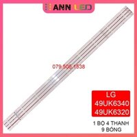 Thanh LED Tivi LG 49UK6340 - Lắp zin tivi LG 49UK6340 49UH6320 - 49LJ550 - 1 bộ 4 thanh 9LED - LED MỚI 100% nhà máy