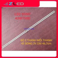 THANH LED TIVI  SONY 43W750D LB43012 V0-00 V1-00 HÀNG MỚI 100%, BỘ 2 THANH, MỖI THANH 45 BÓNG 3V, DÀI 46,7cm