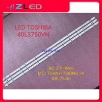 THANH LED TIVI  TOSHIBA 40L3750 MỚI 100% BỘ 3 THANH MỖI THANH 7 BÓNG 3V DÀI 72cm JL.D40071330-001DS-M