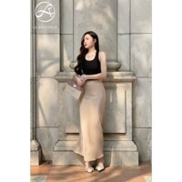 [THANH LÍ] Chân váy lụa dài La Boutique cạp trễ hai lớp cao cấp size M - V006