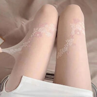 Thanh Lịch Hoa Hồng Cây Nho Xoắn Siêu Mỏng Trắng Vớ Đen Lụa Nguyên Chất Desire Phong Cách Gợi Cảm Jacquard Quần