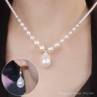 [Thanh lịch] Phong cách Âu Mỹ khí chất Nữ hoàng băng giá vòng cổ ngọc trai trắng sang trọng cổ vương miện hạt tròn Mặt dây chuyền thời trang dây chuyền xương đòn công chúa sáng bóng dây chuyền Áo len Quà Tặng