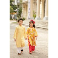 Thanh Long-áo dài bé trai màu vàng Ling closet.