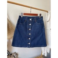 (Thanh lý - 2hand) Chân váy jeans cài nút dọc thân Lowry Farm