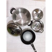 (THANH LÝ 3 NGÀY ) BỘ 3 XOONG _NỒI_CHẢO 3 MÓN DÙNG ĐƯỢC MỌI LOẠI BẾP