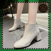 THANH LÝ ๑ AMAZING SHOES - Boot da nữ công sở chất da đẹp kiểu dáng thời trang đế cao khoảng 3 cm