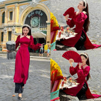 thanh lý áo dài đỏ ( k quần)