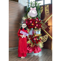 [Thanh lý] Áo dài gấm cổ tàu đính khuy bọc thắt nơ Tiin store