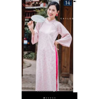 Thanh lý áo dài lụa Cây Leo, dáng suông như hình,size S, phom suông nên rộng như M, trẻ trung,mềm mại, điệu đà, mày hồng