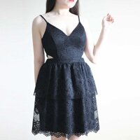 Thanh lý áo đầm ren tầng màu đen New 100%