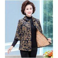 [Thanh lý] Áo khoác nhung, cổ lá sen, tay lỡ, lót lông nữ trung niên