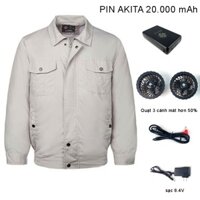 (Thanh Lý) Áo quạt điều hòa, áo điều hòa pin 20.000 mah ( chạy 17-21h) , chất liệu vải thoáng mát, quạt mạnh 7.4v