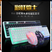 THANH LÝ ☆ Combo Bàn phím giả cơ và Chuột chuyên game có đèn LED đổi màu T11 Limeide 🅶🅸Á 🆁Ẻ 🅽🅷Ấ🆃