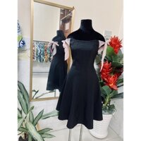Thanh lý đầm bẹt vai cột nơ dáng A xoè