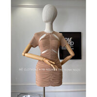 Thanh lý đầm body khoét eo như ảnh, màu nude, size S