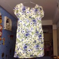 [Thanh Lý] Đầm Suông Chữ A Tay Ngắn Bông Hoa Hồng Xanh Hàng Siêu Đẹp Giá Siêu Rẻ