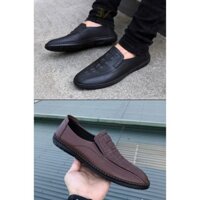 thanh lý dọn kho [Có Video] Giày Lười Nam Da Bò Vân Cá Sấu - Màu Nâu * new RT