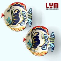 (THANH LÝ HÀNG CỰC ĐẸP) Bát tô hình cá vẽ tay thủ công, men sắc đẹp size 20cm - Sứ không chì