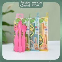 [Thanh lý hàng trưng bày] Set 3 thìa dĩa ăn dặm cho bé tập xúc làm từ mía UINLUI an toàn tiện dụng chất lượng cao 88092