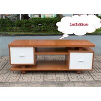 Thanh lý Kệ tivi gỗ công nghiệp MDF màu nâu 2 hộc tủ trắng dài 1m2